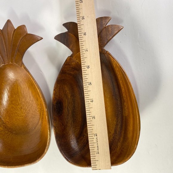 Hand-Carved Monkey Pod Wooden Pineapple Bowls - Two - Picture 2 of 8